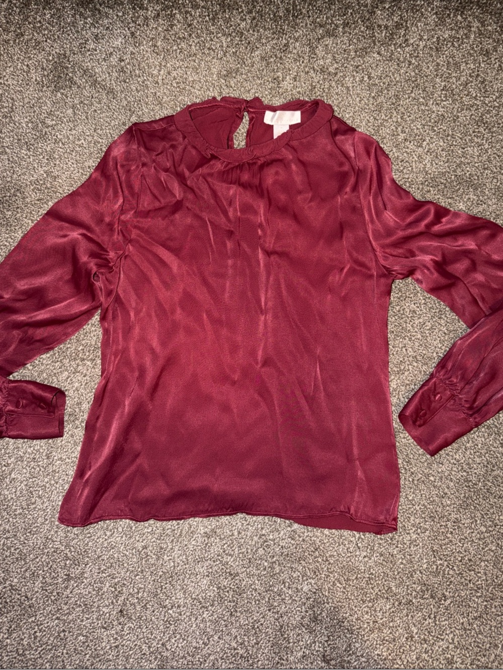 Rachel Parcell Deep Wine Long-Sleeve Blouse